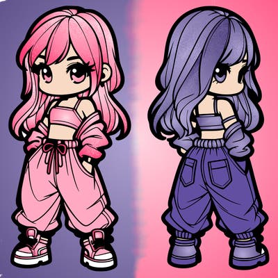 girl in crop top and baggy pants