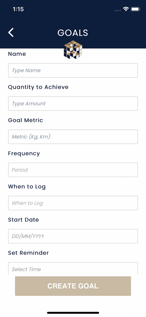 My Company Wellness - Interface for setting personal wellness goals including metrics and reminders