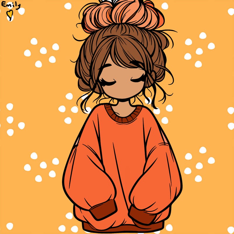 girl with baggy sweatshirt and messy bun