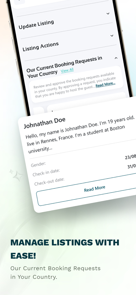 Hosting Power App-Oberfläche für Gastgeber zur Verwaltung von Angeboten und zur Anzeige von Gastbuchungsanfragen