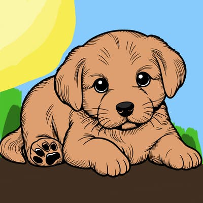 a cute realistic puppy