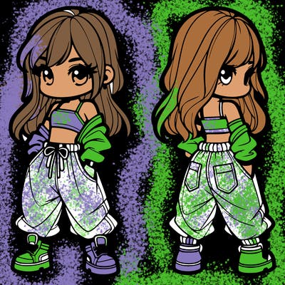 girl in crop top and baggy pants