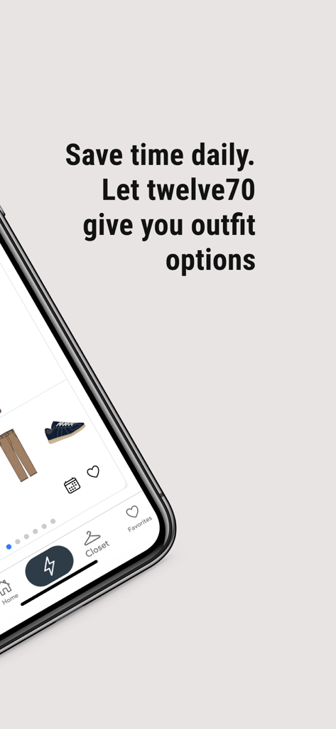 Twelve70: Outfit Generator - Twelve70 menswear app screen showing automated outfit recommendations for men