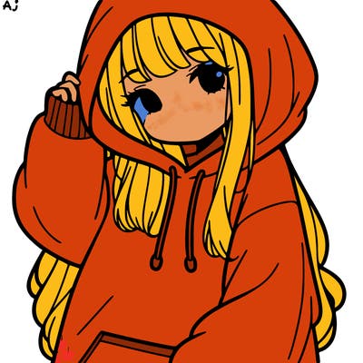 girl in a over sizes hoodie