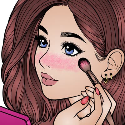 a realistic girl doing her makeup