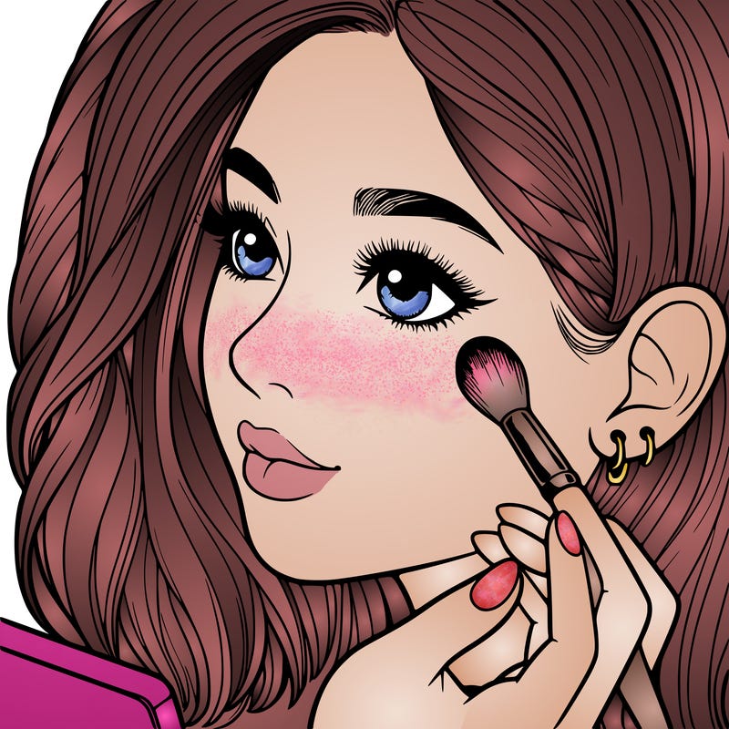 a realistic girl doing her makeup