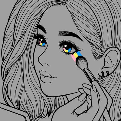 a realistic girl doing her makeup