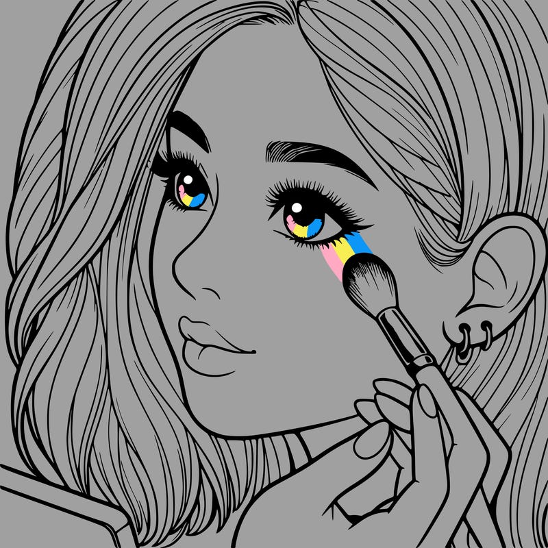 a realistic girl doing her makeup