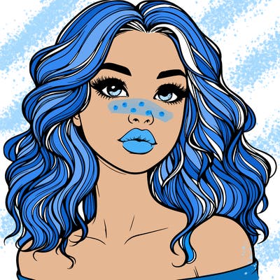 realistic girl with wavy hair and lips