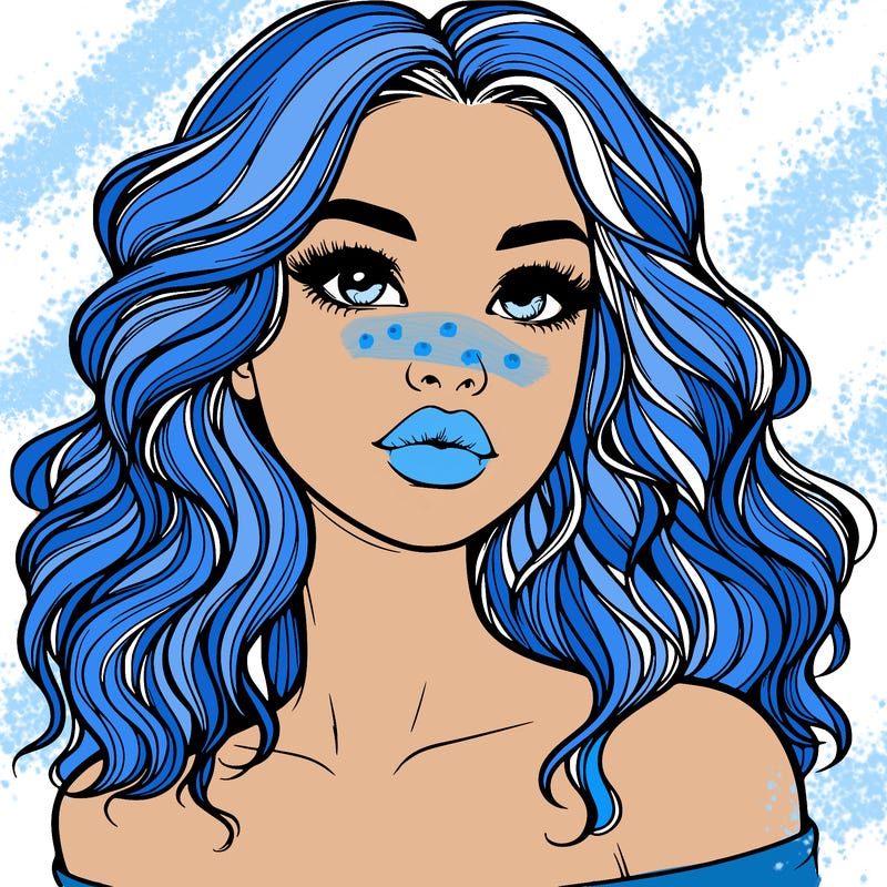 realistic girl with wavy hair and lips