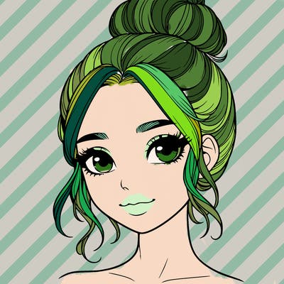 realistic pretty girl with hair in bun