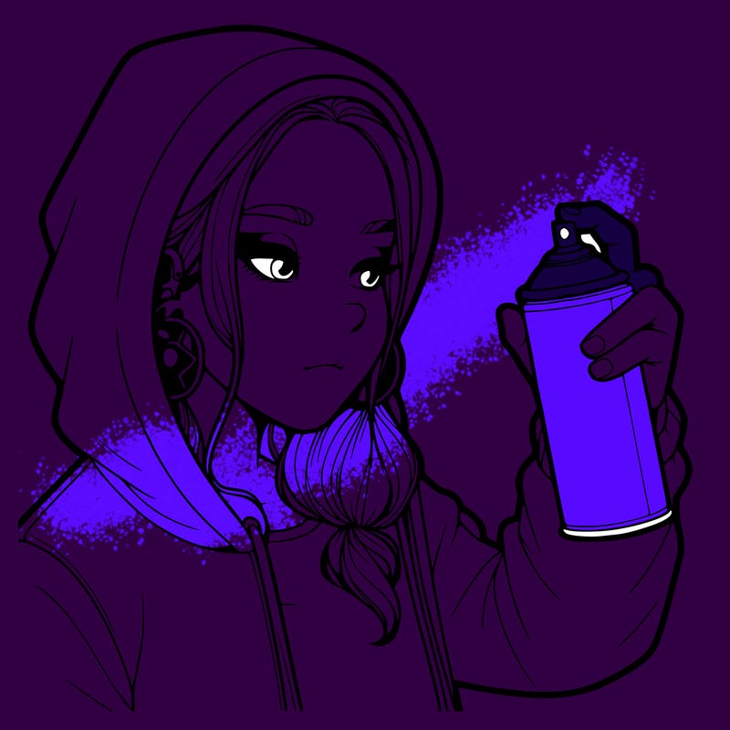 a realistic girl, spray painting