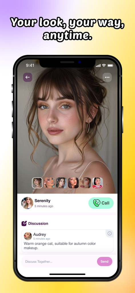 Velvet - Video Chat, Makeup - A user profile in the Velvet app showing a makeup look and community discussion section