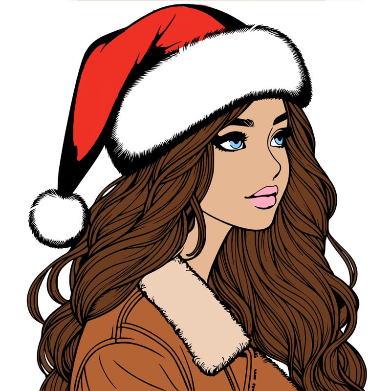 realistic girl in santa hat