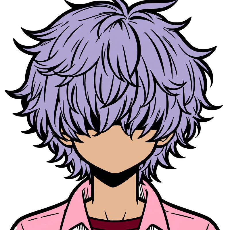 manga boy fluffy hair covering his eyes