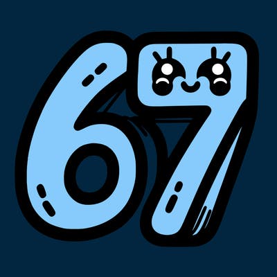 the numbers 67
