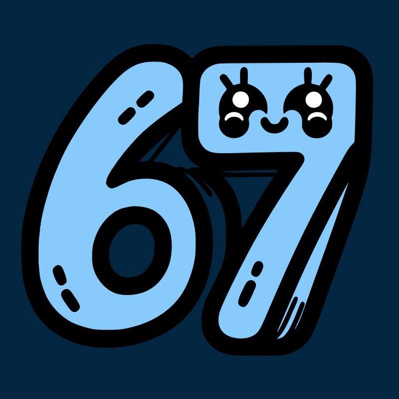 the numbers 67