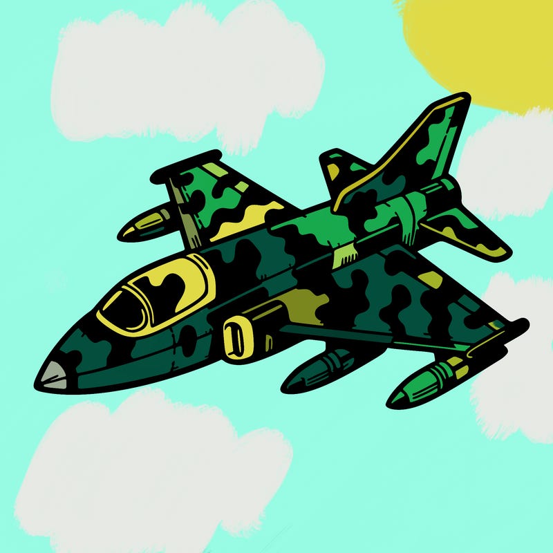 a jet painted in a camouflage pattern.
