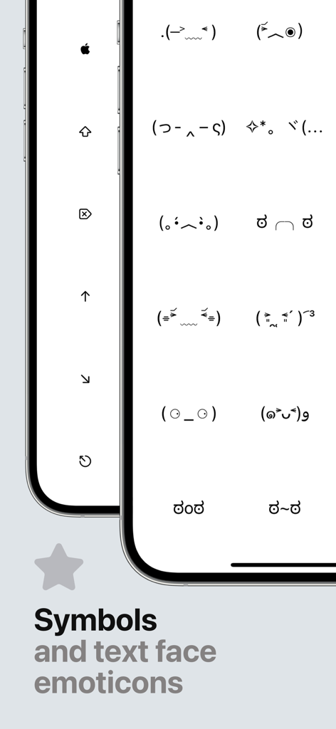 Textcraft app interface displaying a library of ASCII text face emoticons and symbols for copying.