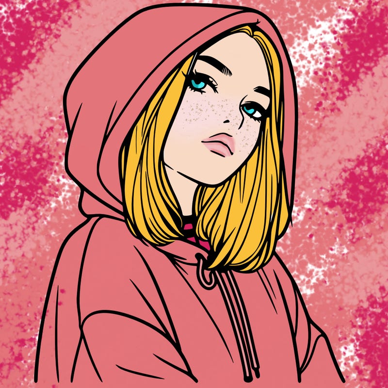 a realistic girl in a hoodie
