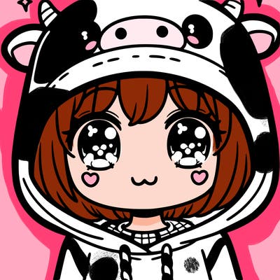 kawaii girl with cow hoodie