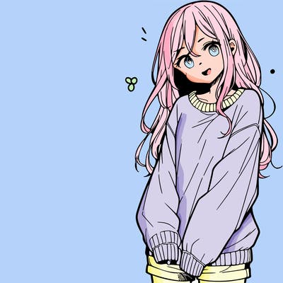 manga teen girl  in a sweater and baggy pants