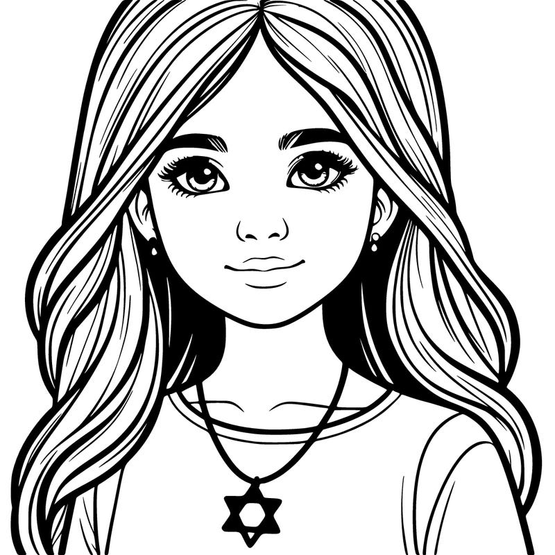 realistic girl wearing a magen david necklace