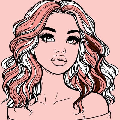 realistic girl with wavy hair and lips