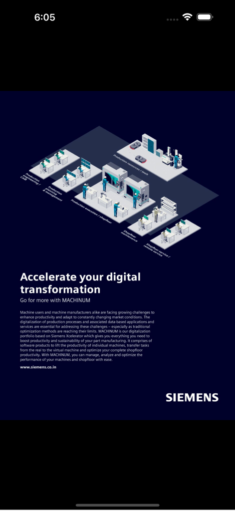The Machinist - Siemens advertisement for digital transformation in The Machinist magazine app