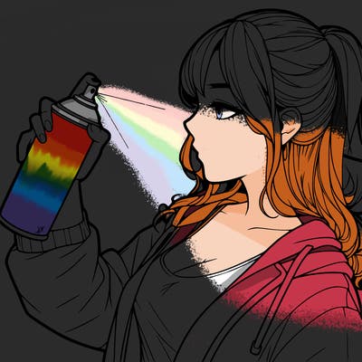 a realistic girl spray, painting