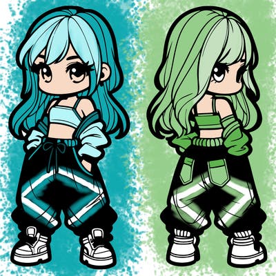 girl in crop top and baggy pants