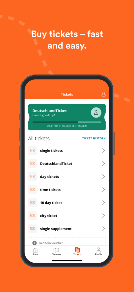 VVS Mobil App Benutzeroberfläche zum Kauf von Fahrkarten für den öffentlichen Nahverkehr in Stuttgart