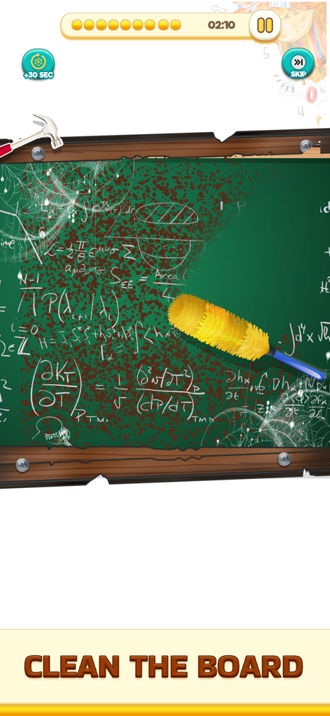 Satisfying Tidy ASMR Cleaning - Yellow duster cleaning a green chalkboard in an ASMR game