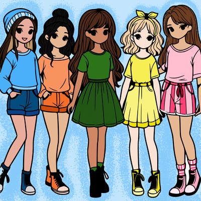 a group of five girls