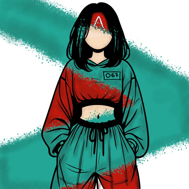 realistic girl faceless with baggy pants and a crop top