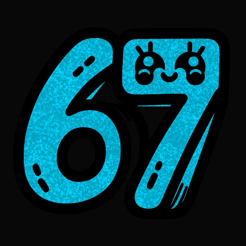 the numbers 67