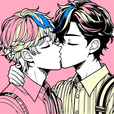 manga boys kissing each other