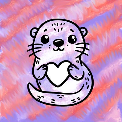 otter with a heart