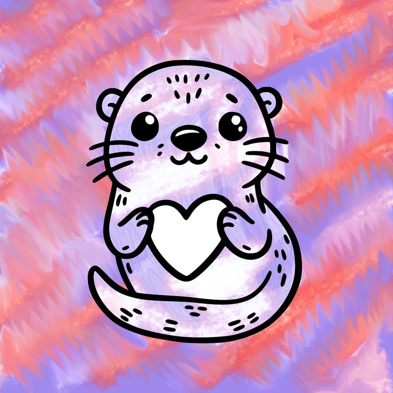 otter with a heart
