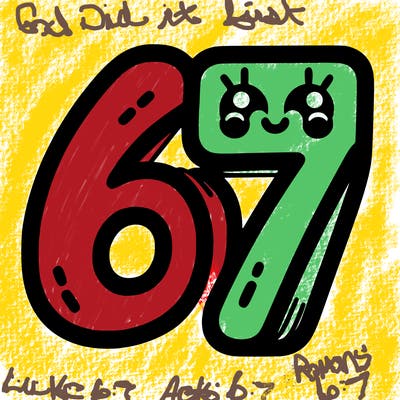 the numbers 67