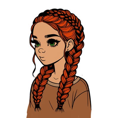 realistic girl with braids