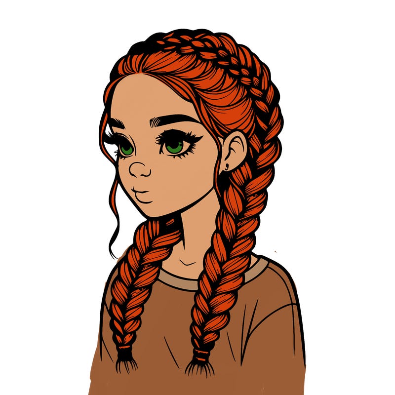 realistic girl with braids