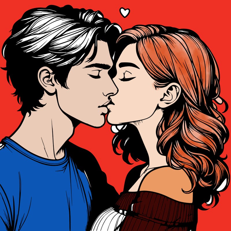 realistic couple kissing