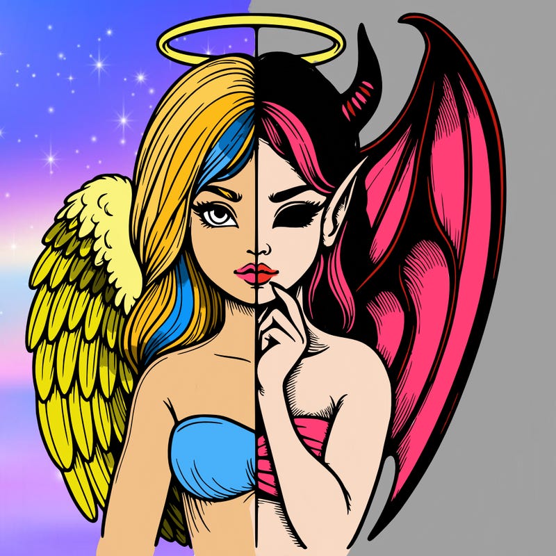 realistic angel half demon