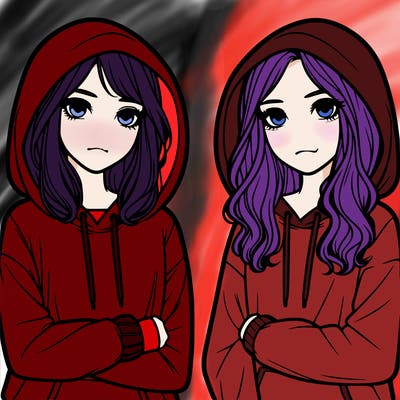 two girls and hoodies