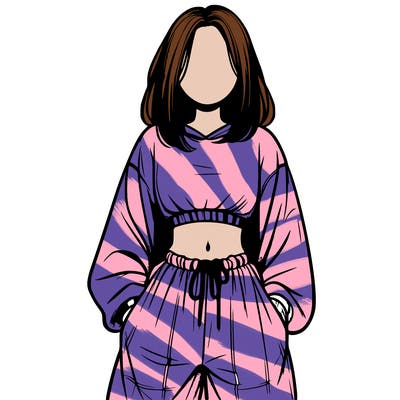 realistic girl faceless with baggy pants and a crop top