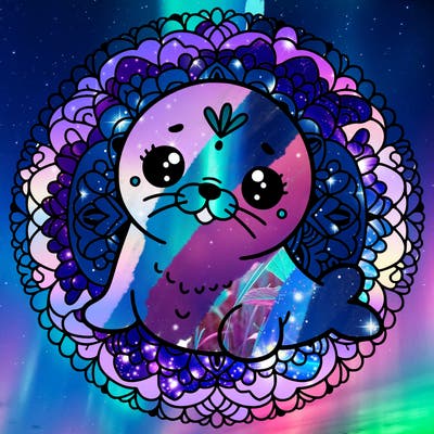 a cute baby seal mandala