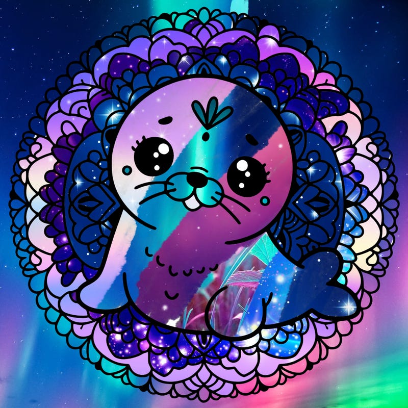 a cute baby seal mandala