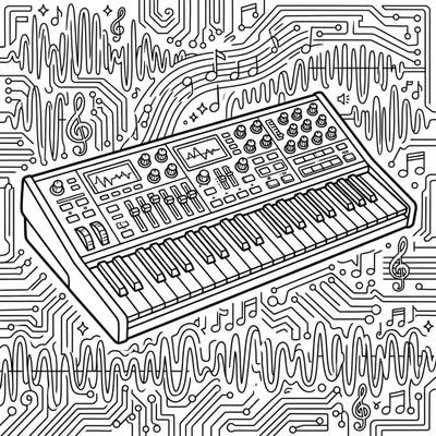 Dive into the world of electronic music with this captivating digital synthesizer coloring page. Customize every detail of this intricate instrument, from its keys to its control panel, and bring your unique sound art to life.