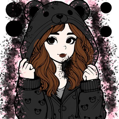 realistic girl in a animal pjs hoodie